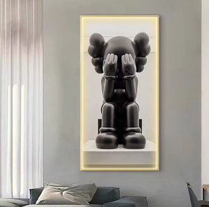 Decoración Moderna para Sala de Estar, Arte de Pared con Luz LED, Impresión UV, Póster de Oso, Obra de Arte, <span class=keywords><strong>Pintura</strong></span> Decorativa de Animales en Porcelana de Cristal - Product Image 2