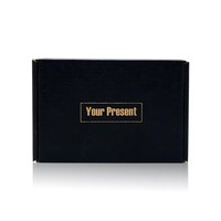 Boîte d'expédition rectangulaire noire en carton ondulé, conception à couvercle ouvrable, matériaux recyclés, fermeture magnétique réutilisable, logo personnalisé