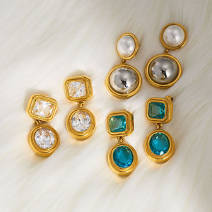 เครื่องประดับชุบทอง 14k 18k แบบไม่ก่อให้เกิดอาการแพ้ ดีไซน์สวยงาม ทำจากสแตนเลสสตีล 316L ประดับเพชรซิร์คอน ต่างหูแฟชั่นขนาดใหญ่สำหรับผู้หญิง - Product Image 3