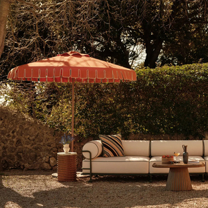 Parasol de jardin et de <span class=keywords><strong>piscine</strong></span> rétro vintage, grand format, robuste, en aluminium orange, avec bord festonné, <span class=keywords><strong>pour</strong></span> marché et café - Product Image 4