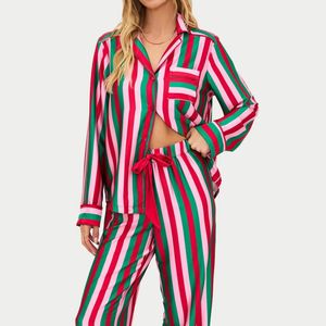 Conjunto de Pijama de Pantalones Largos para <span class=keywords><strong>Mujer</strong></span>, Elegante, Casual, Personalizado con Estampado Frontal, de Lyocell, Suave, Transpirable y Brillante - Product Image 4