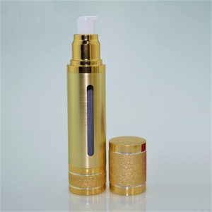 Bouteille sérum de marque avec pompe sous vide, luxe, sans air, en aluminium, couleur argent et or, produits cosmétiques, avec couvercle <span class=keywords><strong>doré</strong></span> - Product Image 5