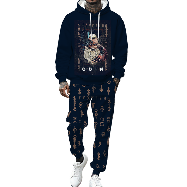 Sublimation Men's Hoodie Set Viking Odin Mythology Elements Fashion Menswear Custom Logo