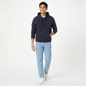 Sweat-shirts à capuche pour hommes en coton et polyester, dos brossé, polaire inversé, avec surpiqûres contrastées - Product Image 1