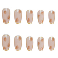 Faux ongles carrés à presser, couleur nude avec bord doré et motif écaille de tortue, réutilisables, en ABS, couvrance totale, pour usage quotidien féminin