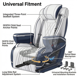 Fauteuil de capitaine inclinable à gravité zéro CARRIDE en cuir de luxe, pivotant à 360°, avec siège chauffant, ventilé et massant, couleur personnalisable pour camping-car - Product Image 5