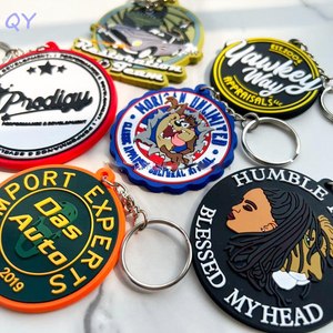 QY Soft Rubber <b>Keychain</b> <b>Personalized</b> Logo Text Cartoon Custom Shape Key Ring Promotional Bag Pendant - Product Image 5