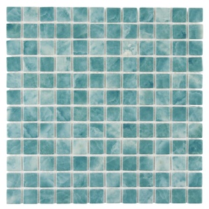 Mosaïque de verre pour <span class=keywords><strong>piscine</strong></span>, surface brillante, émail vert Sukabumi, jet d'encre, forme carrée, prix abordable - Product Image 3