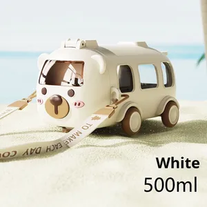 Nuevo Vaso de Agua con Pajita para Niños, Diseño Creativo de Autobús de Dibujos Animados, Ecológico, Portátil, de Plástico, con Tapa Emergente, para la Escuela y Actividades al Aire Libre - Product Image 6