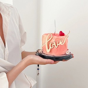 Honey And Sweetness Wooden Love Cake Decoration Acrylic <b>Red</b> Heart Valentine's Day Cake Plugin - Product Image 5