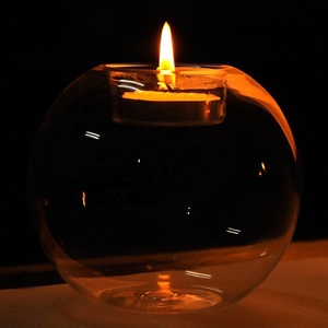 Penjualan Laris Pemegang Lilin Kaca Bola Bulat Tealight Dekorasi 8Cm Bening Kustom - Product Image 2