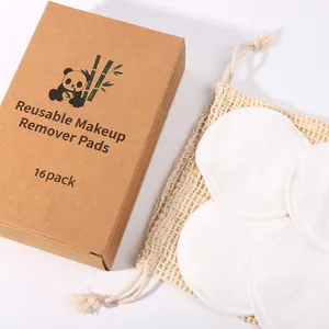 Tampons démaquillants réutilisables cosmétiques en fibre de bambou écologiques Tampons de coton lavables pour le visage