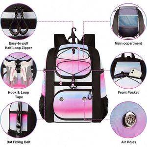Sac à dos de baseball BSCI avec support externe pour casque, sac à dos de softball, kit de baseball personnalisé, sacs à roulettes pour bâtons de baseball - Product Image 4