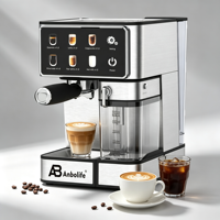 Cafetera Espresso Anbolife de Acero Inoxidable, Programable, con Espumador de Leche Automático y Bomba de 20 Bares