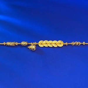 Nouveau Bracelet en Argent S925 avec Cinq Pièces de Monnaie Impériales Chinoises en Forme de <span class=keywords><strong>Gourde</strong></span>, Bijou de Mariage de Luxe Léger et de Niche, Style Chinois Chic - Product Image 3