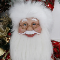 Ornamen Pohon Natal Santa Claus Berlampu LED, Hiasan Gantung Garland Plastik Poliester 45x35cm Bersertifikat CE Logo Kustom SOTE