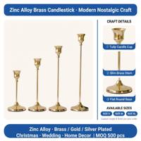 Candelabro de Plata Vintage Personalizado OEM, Hecho a Mano en Aleación de Zinc, Estilo Moderno y Nostálgico para Bodas, Cenas Románticas y Decoración del Hogar