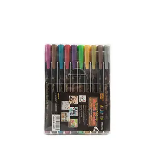 Bolígrafos de pintura acrílica metálicos, marcadores acrílicos de 6 colores, punta de nailon, marcadores de pintura acrílica para dibujo
