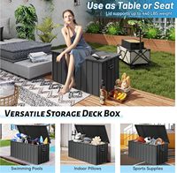Bac de rangement extérieur grand format imperméable gris foncé de 190 gallons pour coussins de terrasse