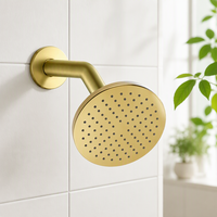 Pommeau de douche rond doré en ABS de 8 pouces, fixation murale, fonction simple, pulvérisation au plafond, accessoire de salle de bain