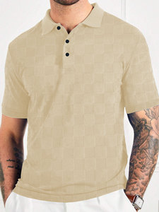 2025 été hommes à manches courtes t-shirt décontracté mode revers Polo hommes à manches courtes haut à carreaux - Product Image 6