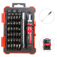 Kit de tournevis à cliquet de précision, 39 pièces, poignée en TPR, porte-cliquet magnétique, douilles CRV, fente ph torx