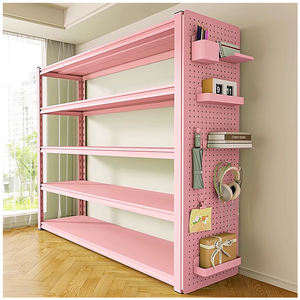 Estante de Almacenamiento Rosa para el Hogar con Panel Perforado, Estante de Almacenamiento Multicapa para Cuarto de Servicio o Balcón, Fácil de Montar - Product Image 1