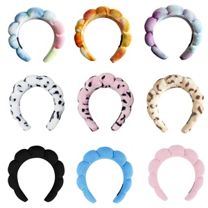 <span class=keywords><strong>Bandeau</strong></span> de lavage du visage pour femme, fait main, en tissu éponge bulle, flanelle et velours doré, imperméable, torsadé effet nuage, couronne haute, tendance - Product Image 5