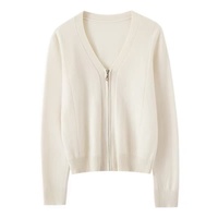 Pull en tricot personnalisé pour femmes, en laine et cachemire, cardigan à fermeture éclair, vêtements en tricot pour femmes, cardigan à fermeture éclair en jacquard pour femmes