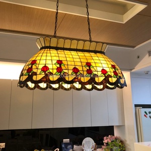 Lámpara Colgante Tiffany de 32'' para Mesa de Billar, Lámpara de Araña de Vidrio con 6 Luces LED para Mesa de Póker - Product Image 1