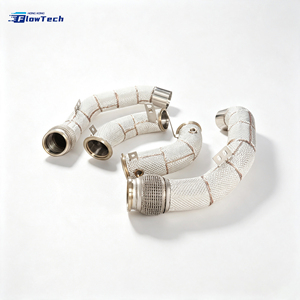 ท่อไอเสียดาวน์ไปป์แบบไหลสูงสำหรับ BMW M5 F90 M6 F12 F13 S63 4.4L V8 ผลิตจากสแตนเลส 304 ติดตั้งได้โดยตรง พร้อมแผ่นกันความร้อน - Product Image 6