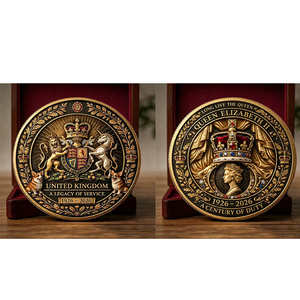 Moneda Conmemorativa Personalizada del Día de la Reina Isabel <span class=keywords><strong>II</strong></span>, Chapada en Oro, Fabricante de Monedas de Recuerdo Metálicas OEM - Product Image 3