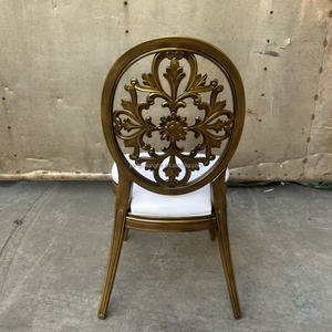 Luxury Golden <b>Stackable</b> Round Back Plastic <b>Chair</b> Upholstered French Style Hotel Banquet Wedding <b>Chair</b> - Product Image 3