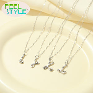 Collier avec pendentif personnalisé FeelStyle Love Letter, hip-hop, zircon, chaîne fine, argent sterling 925, plaqué or 18 carats, bijoux pour femmes - Product Image 3