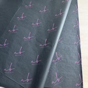 Lüks siyah ince ambalaj kağıdı baskılı sıcak pembe özel Logo biyobozunur ayakkabı T-shirt giyim ambalaj kağıt mendil - Product Image 3