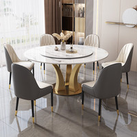 Modernes Luxuriöses Marmor Rundes Esstisch-Stuhl-Set für 4 6 8 Personen Küche Zuhause Restaurant Steinmöbel Metall Neueste Designs