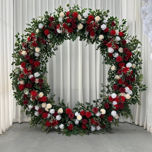 W-HFA087 Arche de fleurs en forme de cœur Rose Love pour anniversaire, arrangement floral en forme de cœur pour décoration de mariage - Product Image 6
