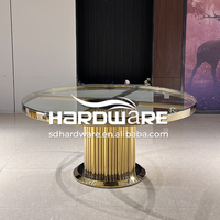 Ensemble de table de banquet ronde en verre transparent en acier inoxydable doré de meubles de quincaillerie Foshan