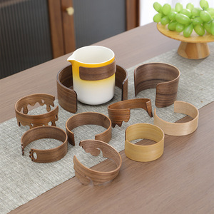 Juego de posavasos y asas de madera para tetera, para uso doméstico, con tapa de color sólido - Product Image 2