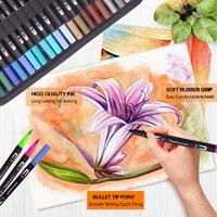 Ensemble de 60 stylos à double pointe pour aquarelle, crayons de couleur en plastique pour les fournitures artistiques, stylos pinceaux pratiques et polyvalents