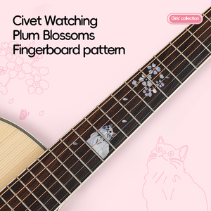 Chitarra Acustica EARTHGRACE DS-Civet con Top in Abete Massello, Manico in Mogano, 39 Pollici, Finitura Lucida, con Risonatore, Collezione Girls, Intarsio Gatto - Product Image 2