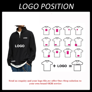 Venta al por mayor sólido en blanco superior medio cuarto delantero Zip up Lapbel <span class=keywords><strong>cuello</strong></span> <span class=keywords><strong>sudadera</strong></span> personalizada de gran tamaño media <span class=keywords><strong>cremallera</strong></span> hombres <span class=keywords><strong>sudadera</strong></span> - Product Image 4