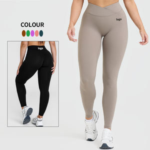 2024 mallas de calidad superior logotipo personalizado elástico Control de barriga elástico cepillado suave No <span class=keywords><strong>CamelToe</strong></span> apretado botín Push Yoga <span class=keywords><strong>Leggings</strong></span> - Product Image 2
