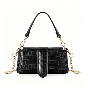 Sacs à main pour femmes en cuir de crocodile véritable noir de haute qualité, sacs à main de créateurs, sacs à main décontractés pour femmes, sacs à bandoulière - Product Image 1