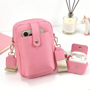 Sac bandoulière mini rose pour femme en cuir PU avec <span class=keywords><strong>pochette</strong></span> pour téléphone et sangle réglable – Stock disponible en entrepôt étranger - Product Image 1