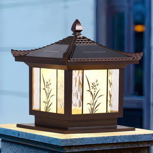 مصابيح عمود خارجية عصرية تعمل بالطاقة الشمسية بدون لهب من HJ HOME، إضاءة خارجية منخفضة للشرفات والأعمدة - Product Image 2