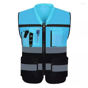 도매 남여 공용 높은 가시성 엔지니어 오렌지 그린 블랙 LED 조명 사용자 정의 로고 반사 재킷 안전 조끼 - Product Image 1