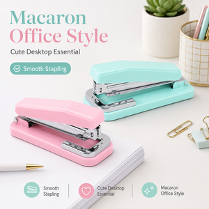 Agrafeuse rotative Macaron 360 °   Agrafeuse pivotante de bureau, capacité 20 feuilles, pour agrafes 24/6 et 26/6, couleur pastel, indispensable pour le bureau, l'école et la maison - Product Image 2