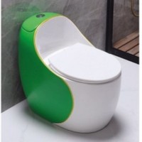 WC à siphon en céramique de luxe pour hôtel, forme ronde en forme d'œuf, à poser au sol pour salle de bain