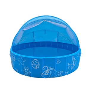 Piscine ronde gonflable avec auvent pare-soleil pour enfants, jeux aquatiques en plein air, matériau PVC bleu ciel - Product Image 5
